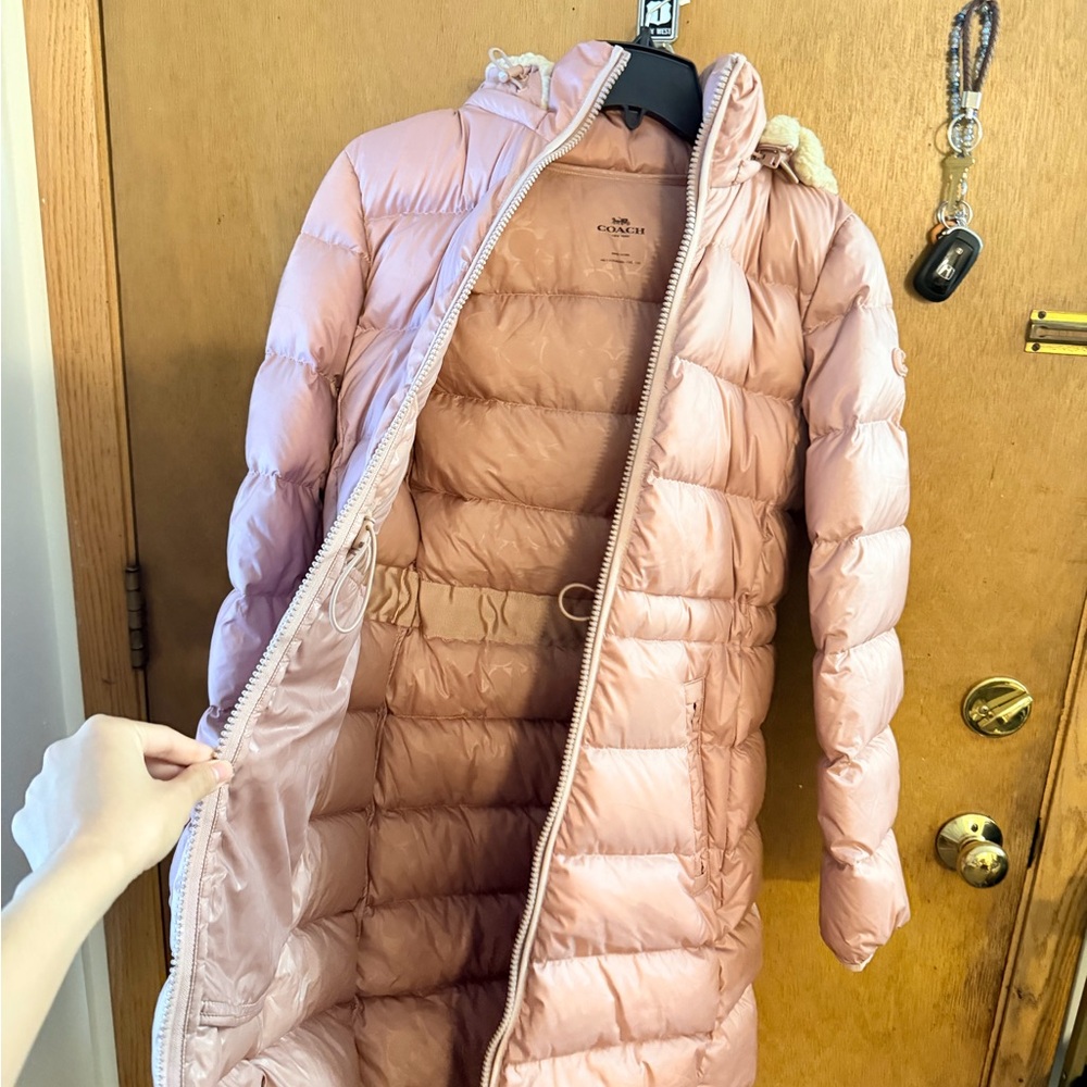 Coach Pink Puffer Jacket